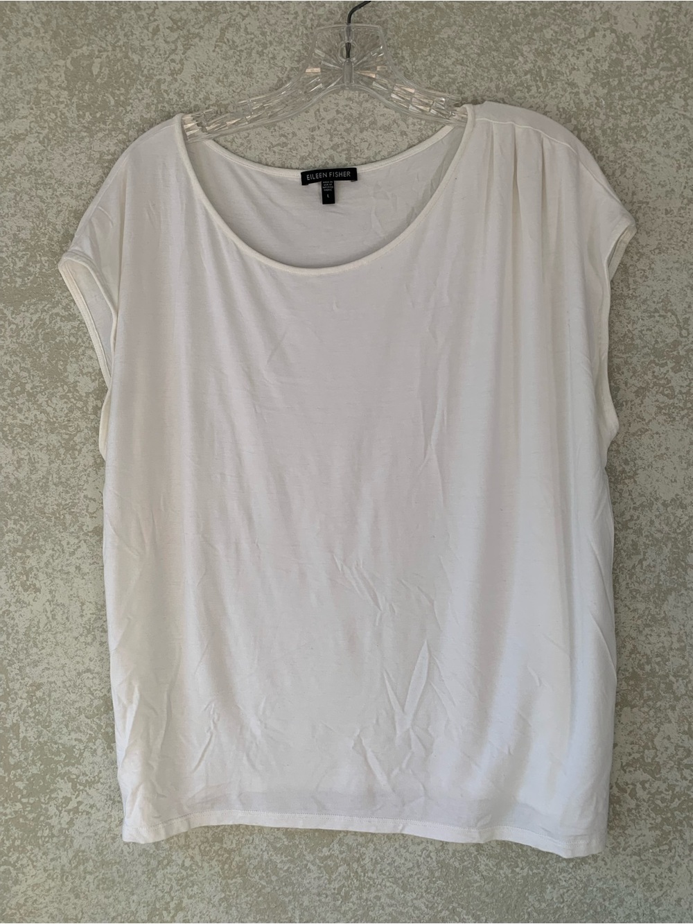 Eileen Fisher Cream Scoop Neck Cap Sleeve Tee